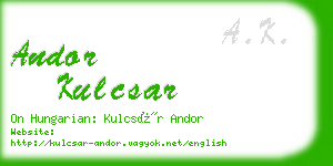 andor kulcsar business card